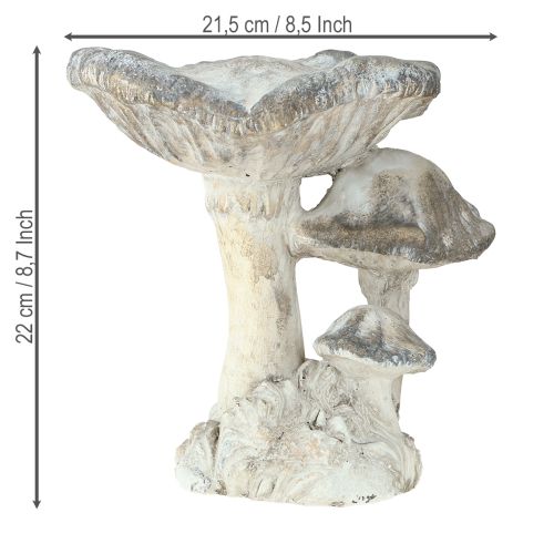 gjenstander Soppdekorasjon støpt stein grå hvitvasket 21,5 × 18 × 22 cm