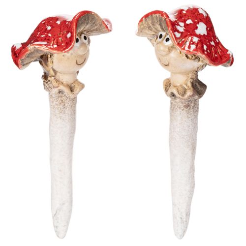Soppplugg Dekorativ figur Jente og gutt Fluesopp med ansikt 13 cm 2 stk