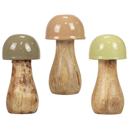 Tresopp dekorative sopp trebeige, grønn Ø5cm H10,5cm 6stk