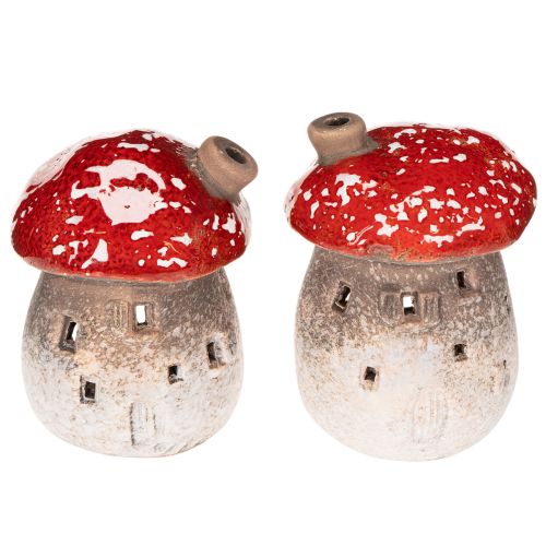 Sopphus Fyrhus Dekorativ Figur Fluesopp med Peis 10cm 2 stk | Floristik24.no