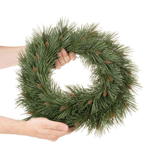 Kunstig krans av furukvistar med små kongler, 40 cm | Floristik24.no