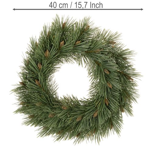 Kunstig krans av furukvistar med små kongler, 40 cm | Floristik24.no
