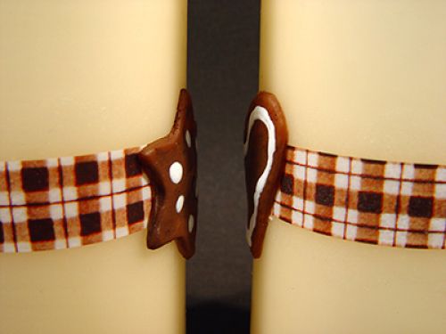 Floristik24 Kremstearinlys med voksstjerne / hjerte på diamantbånd