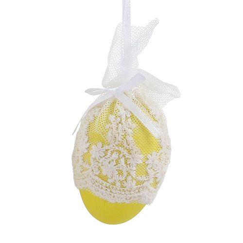 gjenstander Dekorative egg i plast med tyll for å henge 6cm 6stk