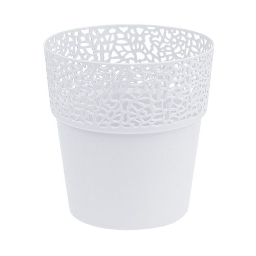 Floristik24 Plastkasse hvit Ø14,5cm H15,5cm 1 stk