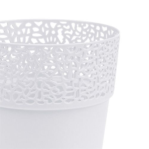 Floristik24 Plastkasse hvit Ø14,5cm H15,5cm 1 stk