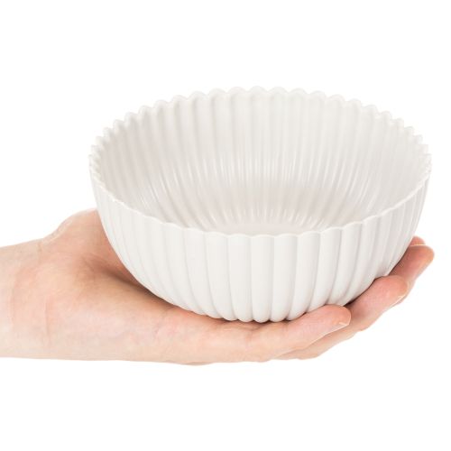Rund, riflet bolle i hvitt for allsidig dekorasjon, 15 cm, 2 stk. | Floristik24.no