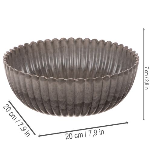 Rund, rillet skål, dekorativ beholder for blomsteroppsatser, 20 cm, 2 stk. | Floristik24.no
