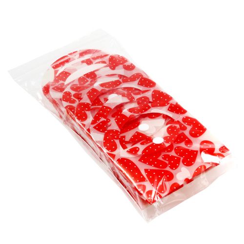 Floristik24 Plastpose hjerte mønster 9cm x 9,5cm x 3,5cm 10stk