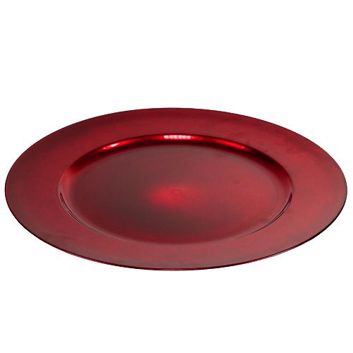gjenstander Plastplate Ø33cm rød med glasert effekt