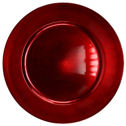 gjenstander Plastplate Ø33cm rød med glasert effekt