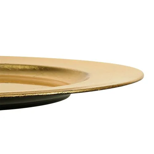 Plastplate Ø33cm gull med bladgulleffekt | Floristik24.no