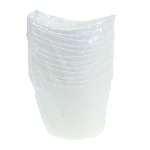 Floristik24 Plastgryter med håndtak 12stk. 14cmx12cm hvit