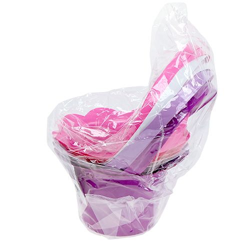 Floristik24 Plastgryte med håndtak farget Ø15cm H9,5cm 10stk