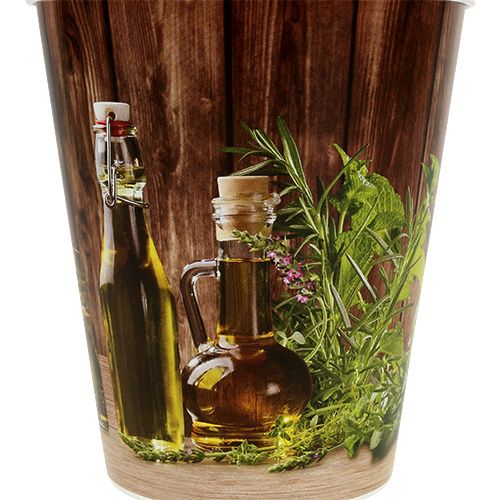 Floristik24 Plastpotte med urtemotiv Ø12cm H13,5cm, 1 stk.