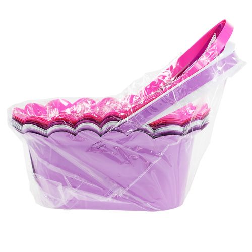 Floristik24 Plastpotte oval med håndtak flerfarget 21,5cm x 11cm 10stk