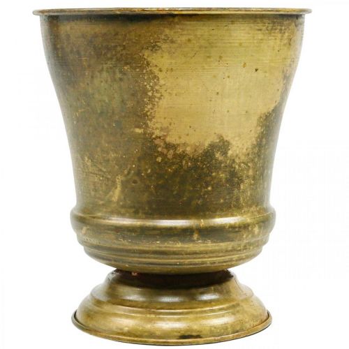 Vintage planter metall kopp vase messing Ø17cm H19cm | Floristik24.no