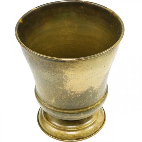 Vintage planter metall kopp vase messing Ø17cm H19cm | Floristik24.no