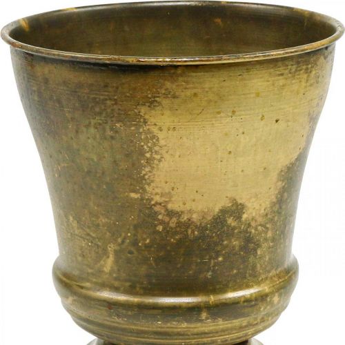 Vintage planter metall kopp vase messing Ø17cm H19cm | Floristik24.no