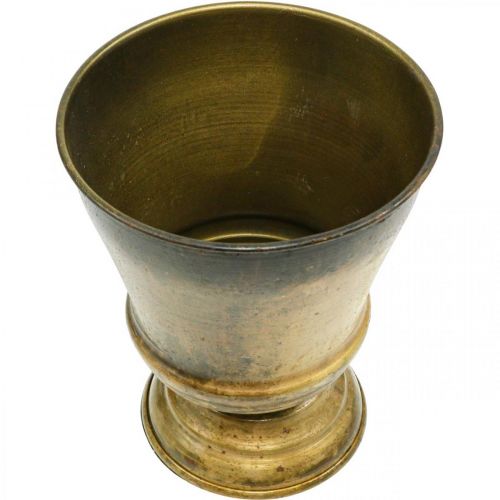 Vintage planter metall kopp vase messing Ø14cm H17cm | Floristik24.no