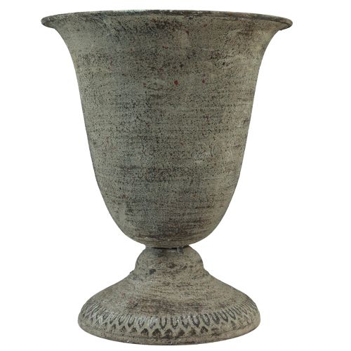 Kopp vase metall grå/brun antikk Ø20,5cm H25cm