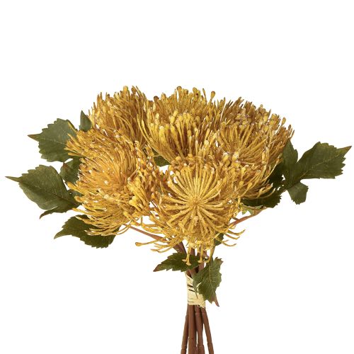 Protea kunstig Leucospermum nålepute gul 30 cm 6 stk