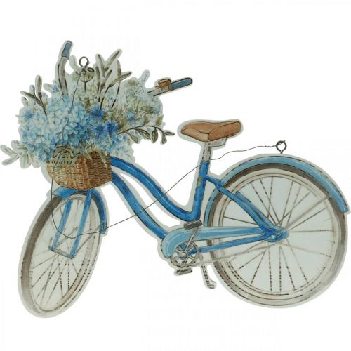 gjenstander Deco skilt tre sykkel sommer deco skilt for å henge blått, hvitt 31 × 25cm