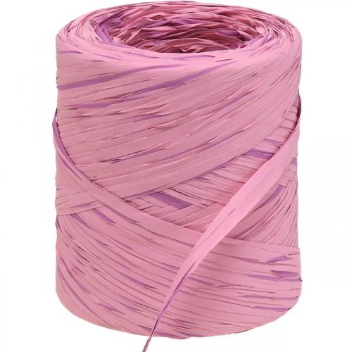 gjenstander Raffia flerfarget gavebånd rosa-rosa, blomsterhandlerutstyr, dekorativt bånd L200m
