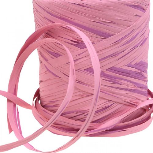 gjenstander Raffia flerfarget gavebånd rosa-rosa, blomsterhandlerutstyr, dekorativt bånd L200m