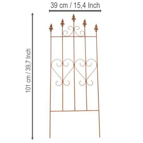 gjenstander Espalier med hjertemotiv, klatrehjelp i romantisk stil for hagestier eller terrasser, 101 cm