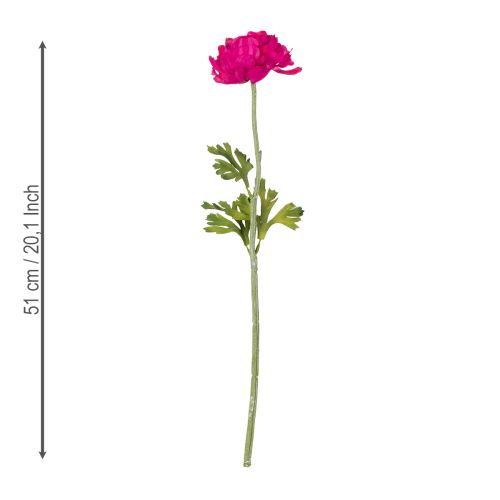 gjenstander Kunstig ranunkel som en enkelt blomst for tidløs og allsidig interiørdesign, 51 cm, 3 stk.