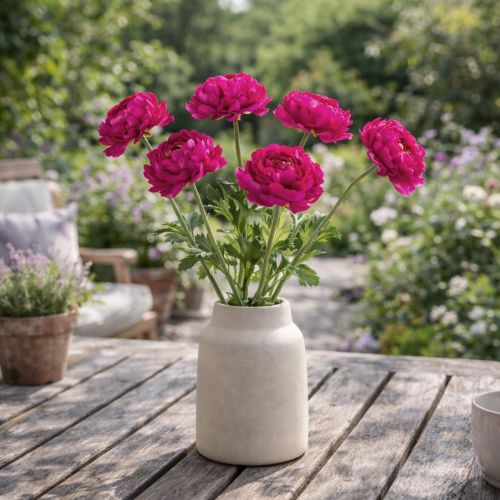 gjenstander Kunstig ranunkel som en enkelt blomst for tidløs og allsidig interiørdesign, 51 cm, 3 stk.