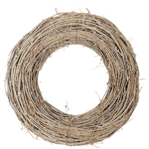 Dekorativ krans, rottinggrener, hvitvasket, for kreativ design, 50 cm