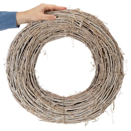 Dekorativ krans, rottinggrener, hvitvasket, for kreativ design, 50 cm | Floristik24.no