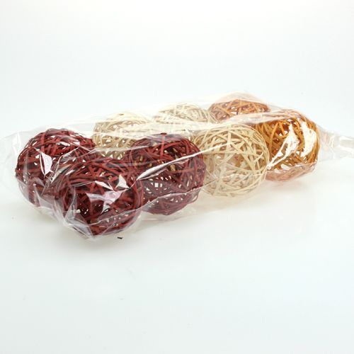 Floristik24 Dekorative rottingkuler 3-farget Ø8cm 8stk