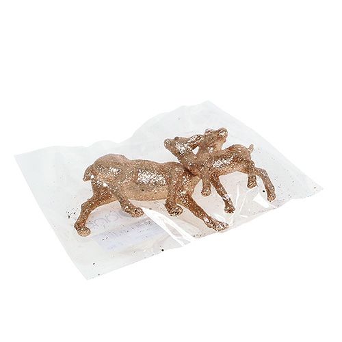 Floristik24 Hjort med fawn 10cm lys gull med glimmer