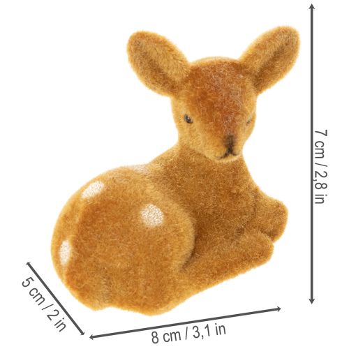 Dekorativ liggende rådyrfigur til borddekorasjon, 8 cm, 6 deler | Floristik24.no