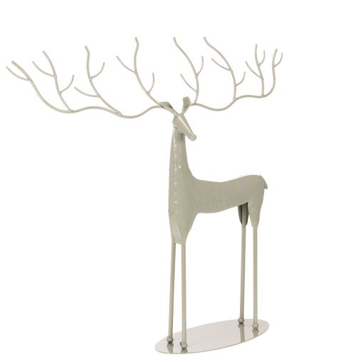 Dekorativ hjorteskulptur med store gevir, moderne metallutseende, 48 cm kjøpe | Floristik24.no