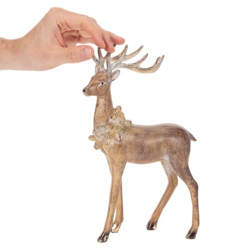 Dekorativ figur av en hjort med gevir, til stående, julepynt, 28 cm | Floristik24.no