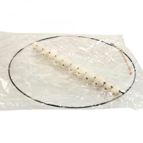 gjenstander Dekorring, metall, treperler, Ø30 cm, svart, hvit, naturlig, sett med 4
