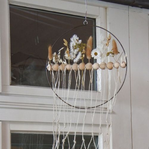 gjenstander Dekorring, metall, treperler, Ø30 cm, svart, hvit, naturlig, sett med 4