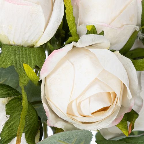 gjenstander Kunstig blomsterbukett med roser for stilig borddekorasjon, 31 cm, 3 stk.