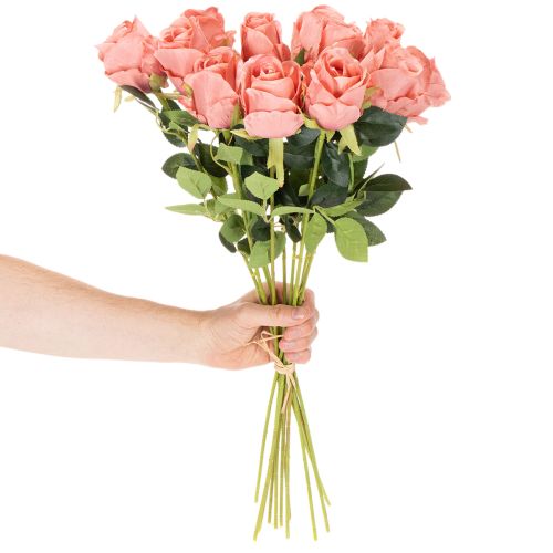 Kunstige roseblomster i en bukett, lang stilk 62 cm, 12 stk. | Floristik24.no