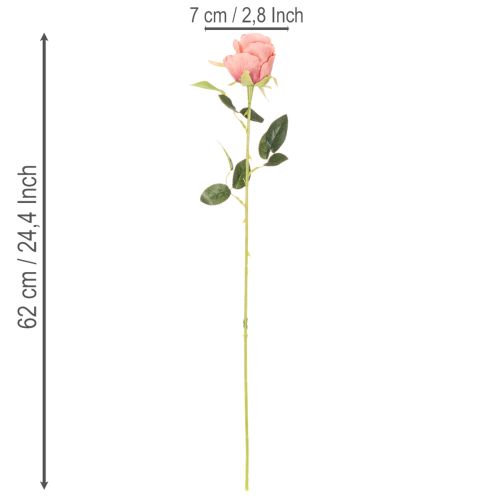 Kunstige roseblomster i en bukett, lang stilk 62 cm, 12 stk. | Floristik24.no