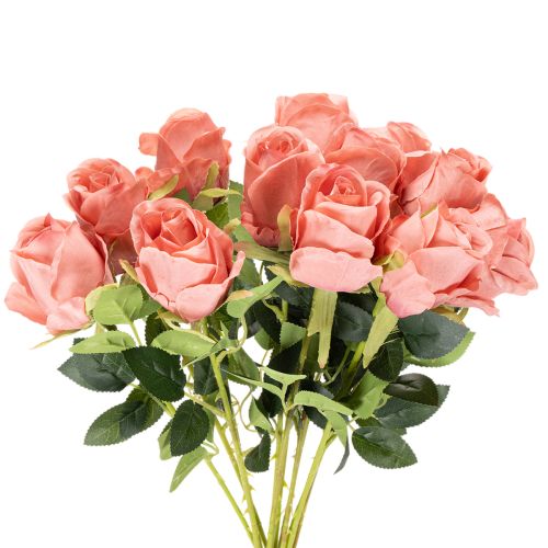 Kunstige roseblomster i en bukett, lang stilk 62 cm, 12 stk. | Floristik24.no