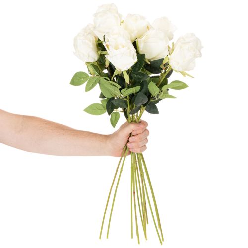 Kunstig roseblomst, lang stilk, til vase, 62 cm, 12 stk. | Floristik24.no