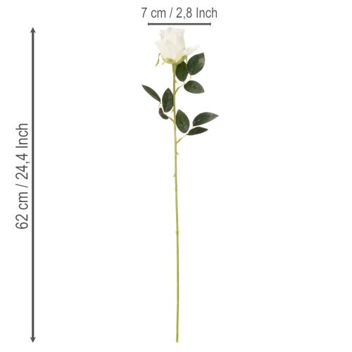 Kunstig roseblomst, lang stilk, til vase, 62 cm, 12 stk. | Floristik24.no