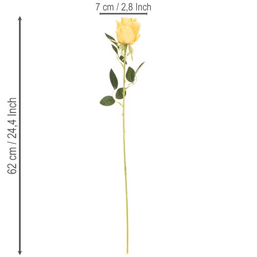 Kunstig rose med lang stilk, kunstig blomst, 62 cm, 12 stk. | Floristik24.no