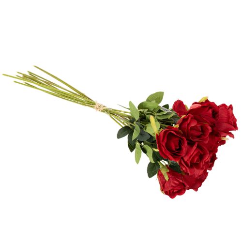 Kunstig rose med lang stilk, rød kunstig blomst, 62 cm, 12 stk. | Floristik24.no