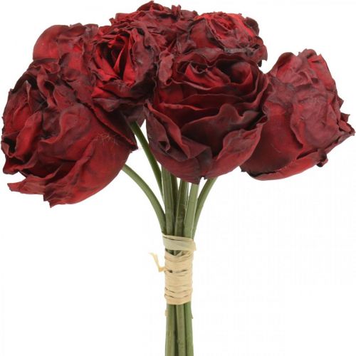 Floristik24 Kunstige roser røde, silkeblomster, haug med roser L23cm 8stk